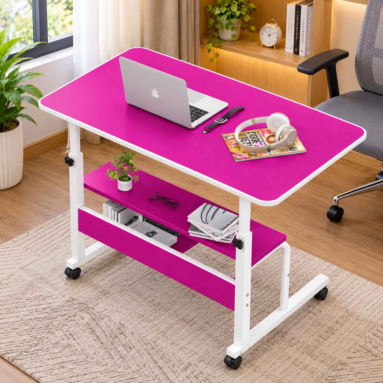 Double layer adjustable table (Purple)